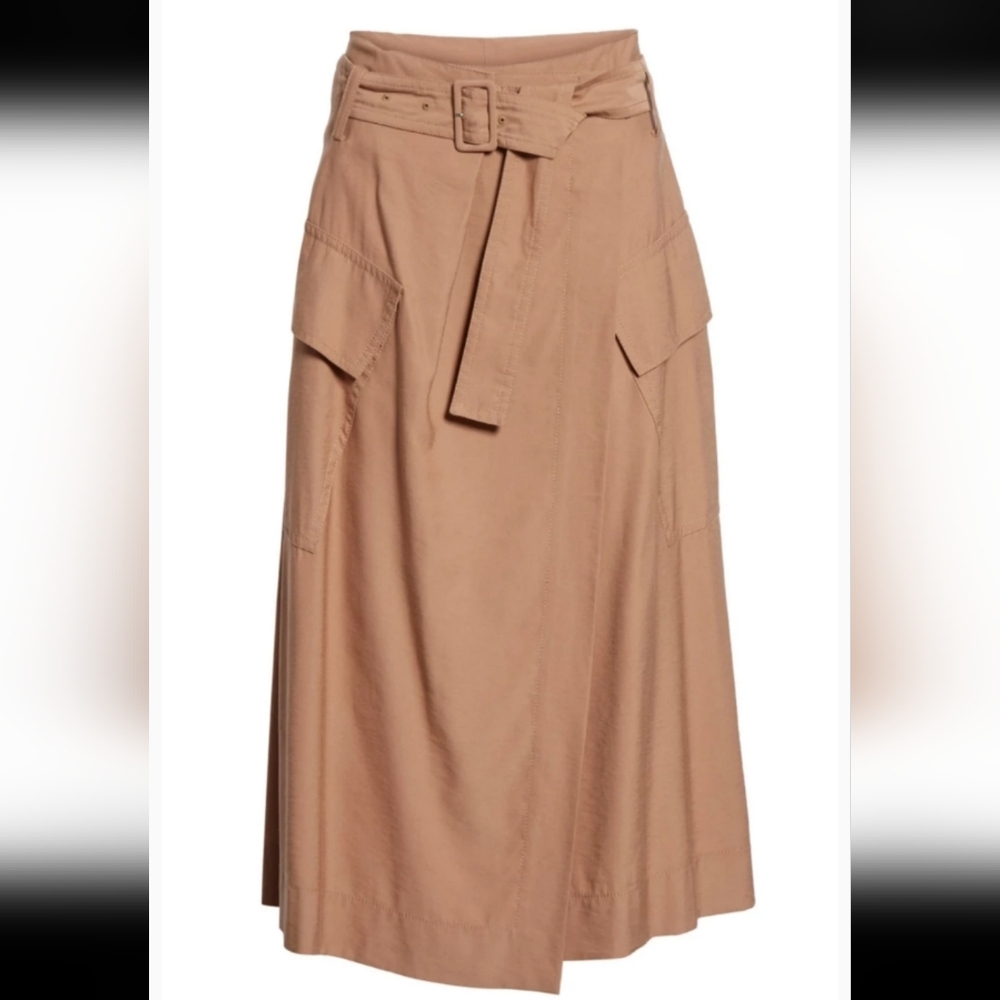 Vince Tan Midi Skirt with Belt